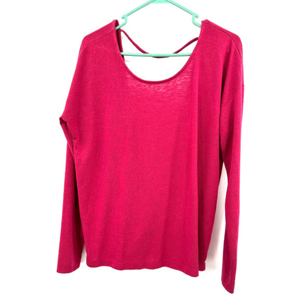 White House Black Market size Medium long sleeve top open crossover back‎ pink